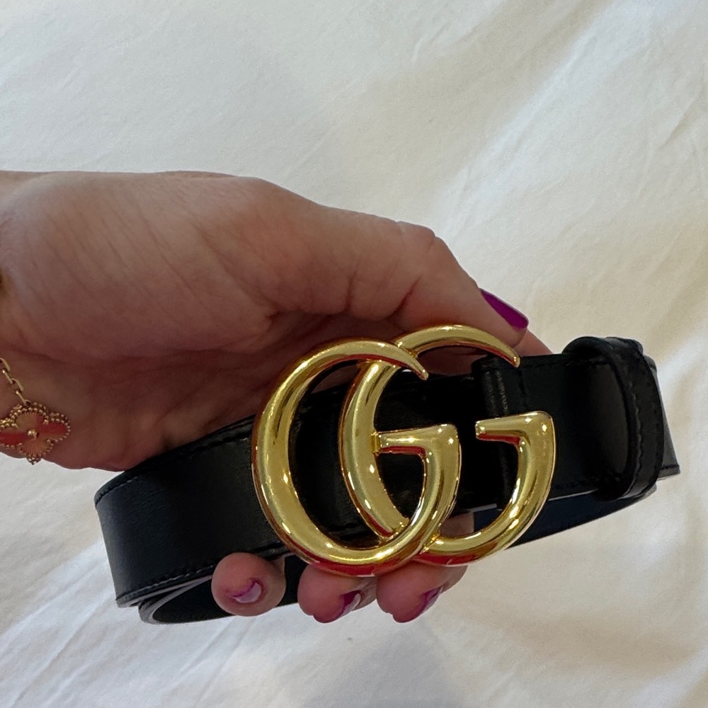 Gucci Black Belt with Gold GG Buckle
